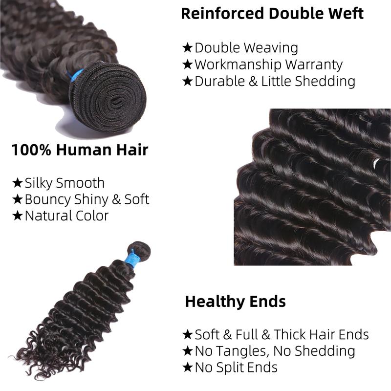 [Cyber Monday] Ashine Vacation Hair Brazilian Virgin 100% Human Hair Deep Wave Deep Curly Bundles Sew In Quick Weave Ponytail Closure Extensions