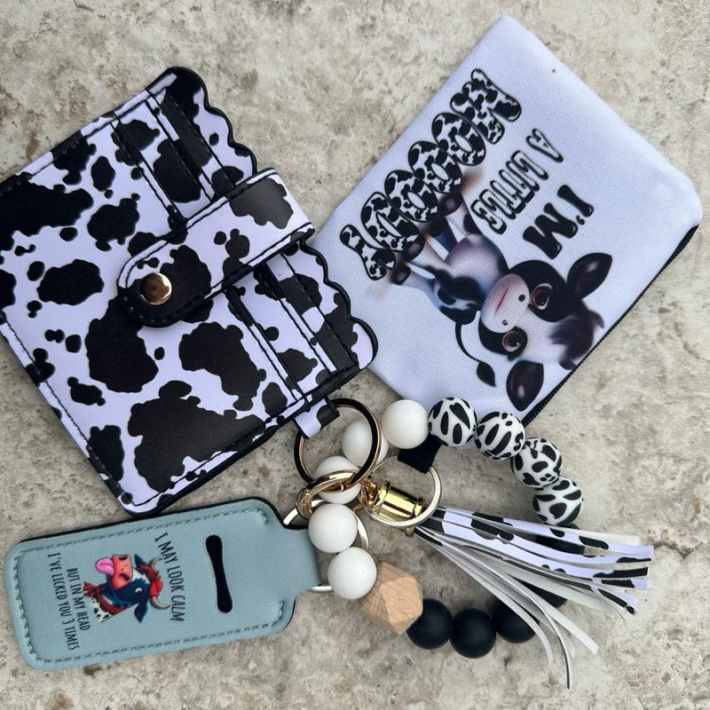 Cow Print Wallet Keychain - Stylish and Practical Accessory for Keys and Cards perfect gift beaded keychains chic gorgeous keychain gift