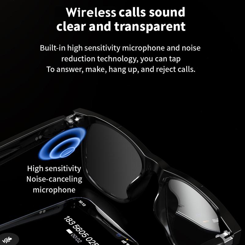 Clear bluetooth eyeglass ,Smart Glasses, Wireless BT Hands-Free Calling E13 Sunglasses,1 Count Wireless-compatible Smart Glasses with Voice Control