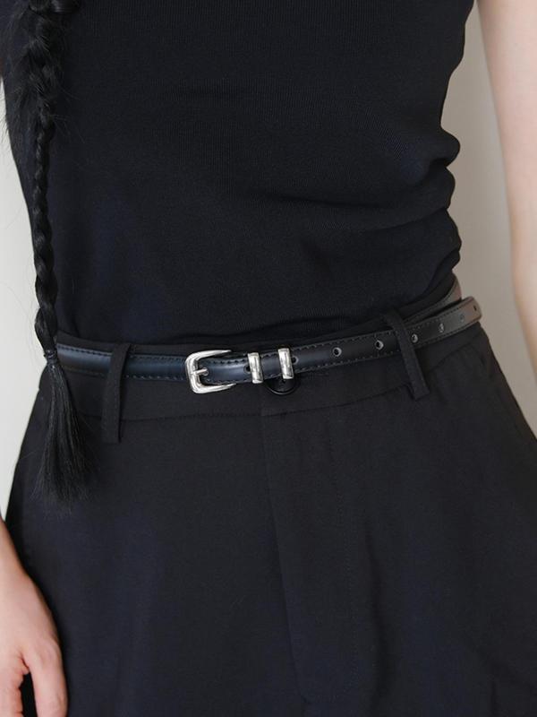 Women's Minimalist Casual Plain Color PU Buckle Belt, Fashion Belt for Party, Daily Clothing Decor, Trendy All-match & Exquisite Belt for Birthday Gift