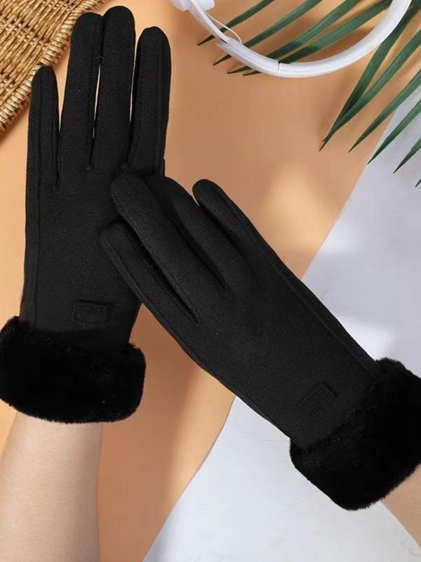 Women's Solid Touch Screen Gloves, Casual Trendy Warm Gloves, Fashionable Gloves for Fall & Winter