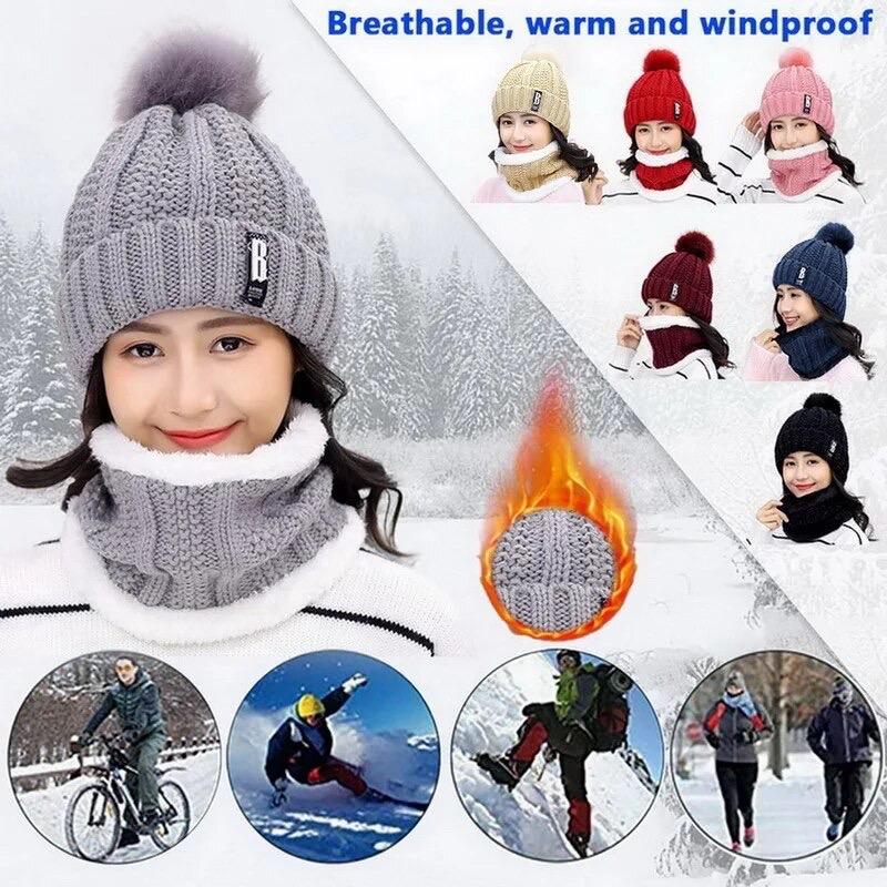 Female winter set:warm beanies and scarves for women  snow set hats