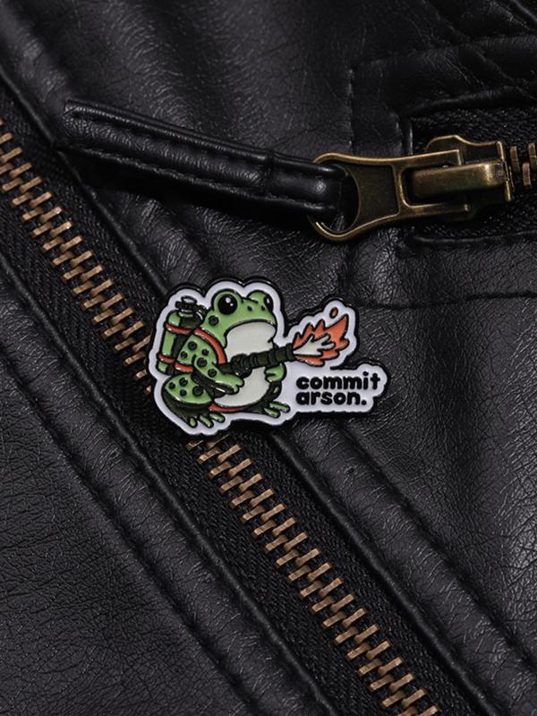 Cartoon Frog Design Brooch, Cute Frog with Fire Extinguisher Design Brooch, Fashion Accessories for Women & Men, Creative Gift for Friends