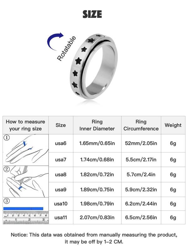 Unisex Cute Hollow out Star Decorated Ring,  Casual Trendy Ring, Fashionable Jewelry for Daily & Party Decoration