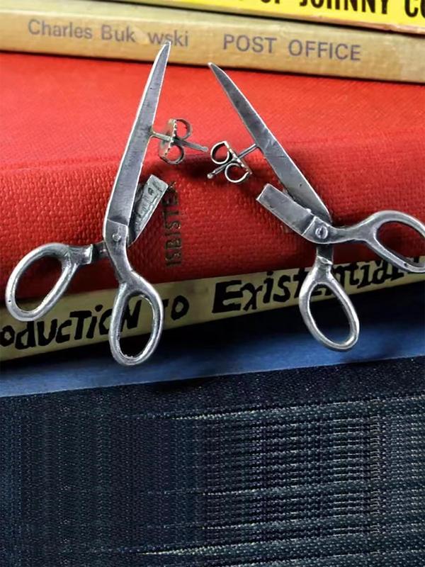 Punk Style Scissor Shaped Earrings, 1 Pair Unisex Fashionable Earrings, Fashion Jewelry for Party, Daily Clothing Decor, Trendy All-match & Exquisite Jewelry for Birthday Gift