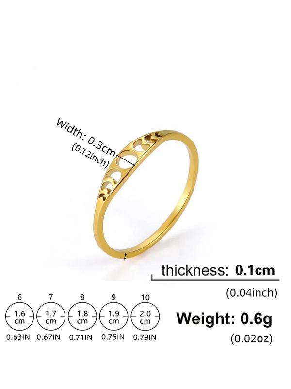 Women's Simple Sun & Moon Hollow Out Stainless Steel Ring, Fashion Accessories For Women, Girl's Temperament All-match Accessory