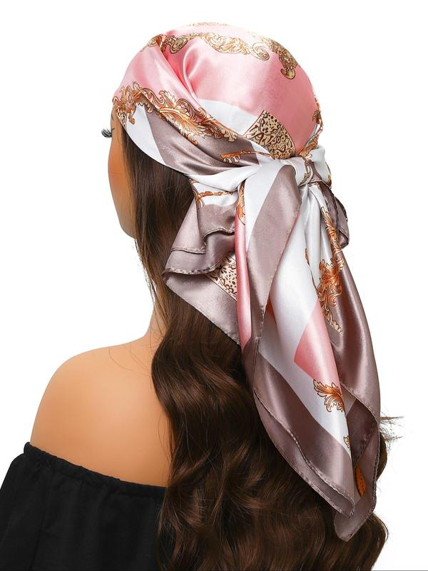 Fashionable Scarf, Chain Print Square Scarf for Women & Men, Casual Versatile Scarf for Daily Wear, Fashion Accessories for Party, Daily Clothing Decor