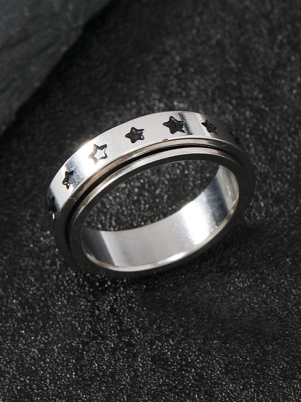 Unisex Cute Hollow out Star Decorated Ring,  Casual Trendy Ring, Fashionable Jewelry for Daily & Party Decoration