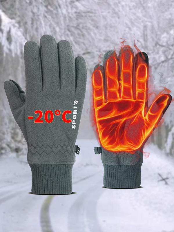 Unisex Solid Color Warm Gloves for Winter, 1 Pair Fashion Geometric Patchwork Warm Non-slip Gloves, Outdoor Sports Cycling Cold-proof Gloves for Men and Women