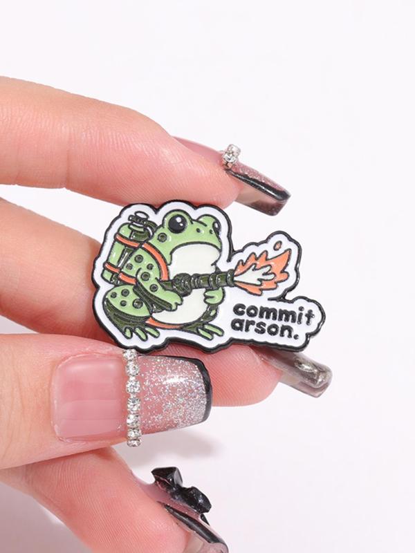 Cartoon Frog Design Brooch, Cute Frog with Fire Extinguisher Design Brooch, Fashion Accessories for Women & Men, Creative Gift for Friends