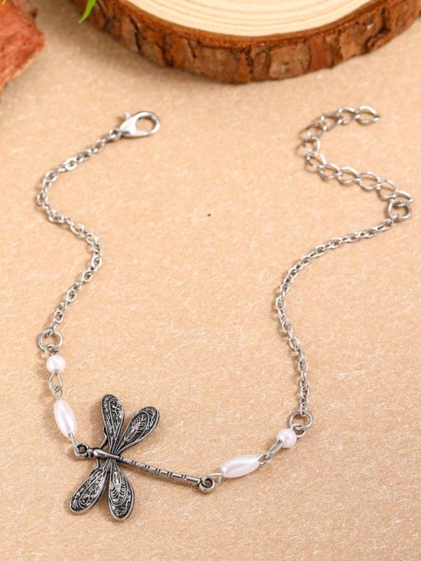 Women's Elegant Dragonfly Charm Anklet,  Trendy All-match Retro Anklet for Women & Girls, Vintage Body Jewelry As Gift for Party & Daily Decor