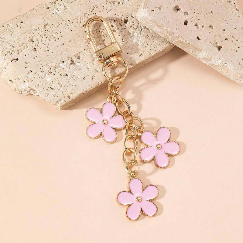 Flower Pendant Keychain, Summer Car Flower Keychain Pendant, Cute Car Decoration for Women and Girls, Car Accessories