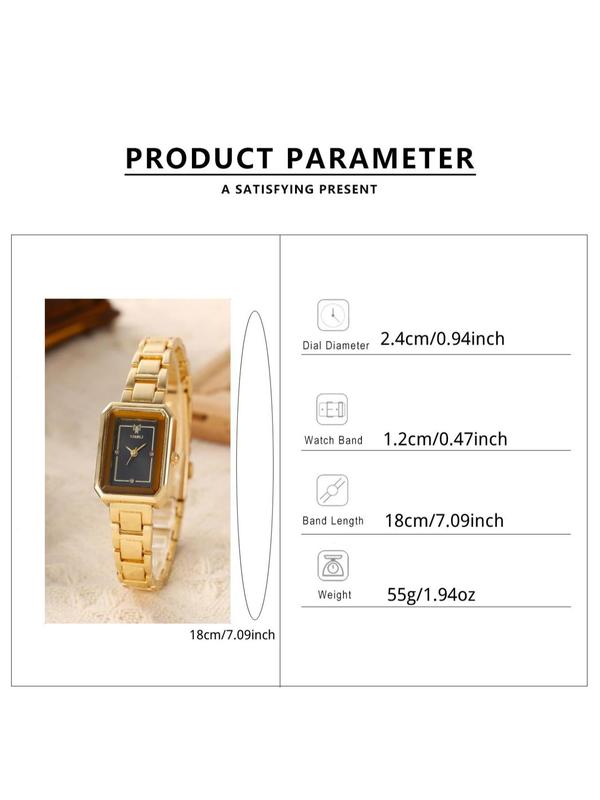 Women's Elegant Fashion Rectangle Dial Quartz Watch, without Box, Fashion Watch for Party, Daily Decor, Trendy All-match & Exquisite Watch for Birthday Gift