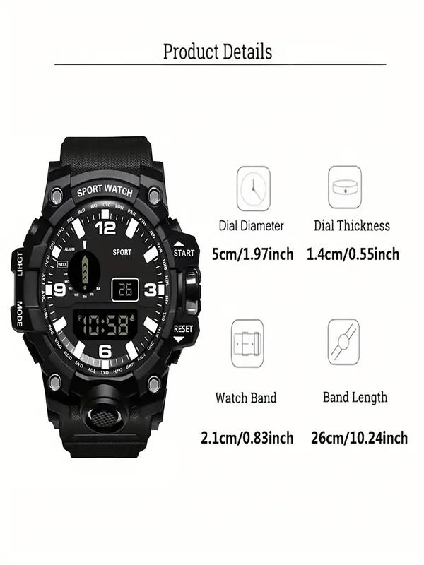 Men's Sporty Digital Watch, Fashionable Digital Watch with Luminous Dial & Alarm Clock Function, Waterproof Outdoor Watch for Men