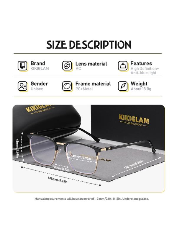 Unisex Fashion Square Frame Eyeglasses, Anti-blue Light Eyeglasses, Fashion Eyeglasses for Outdoor Sports, Fashion Accessories for Daily Wear