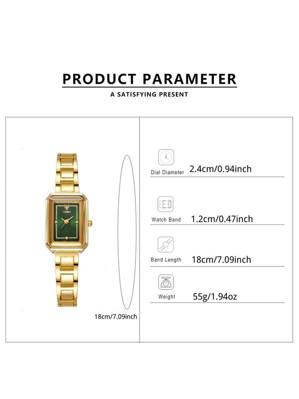 Women's Elegant Fashion Rectangle Dial Quartz Watch, without Box, Fashion Watch for Party, Daily Decor, Trendy All-match & Exquisite Watch for Birthday Gift