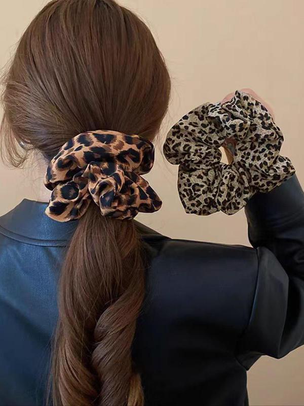 Leopard Print Hair Tie Set, High Stretch Scrunchies, Elegant Hair Accessories for Women & Girls, Minimalist Headwear Suitable for Daily and Casual Party