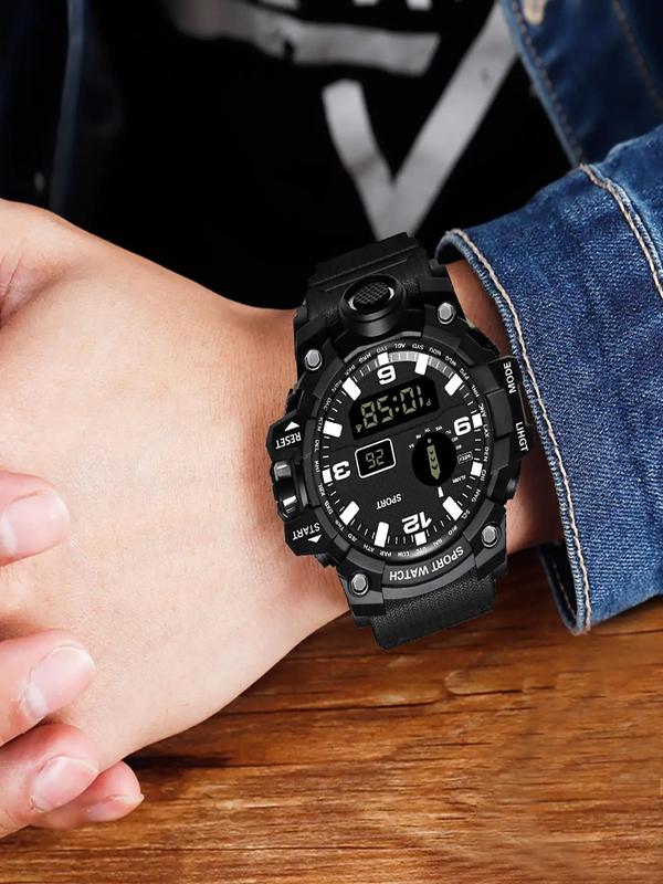 Men's Sporty Digital Watch, Fashionable Digital Watch with Luminous Dial & Alarm Clock Function, Waterproof Outdoor Watch for Men