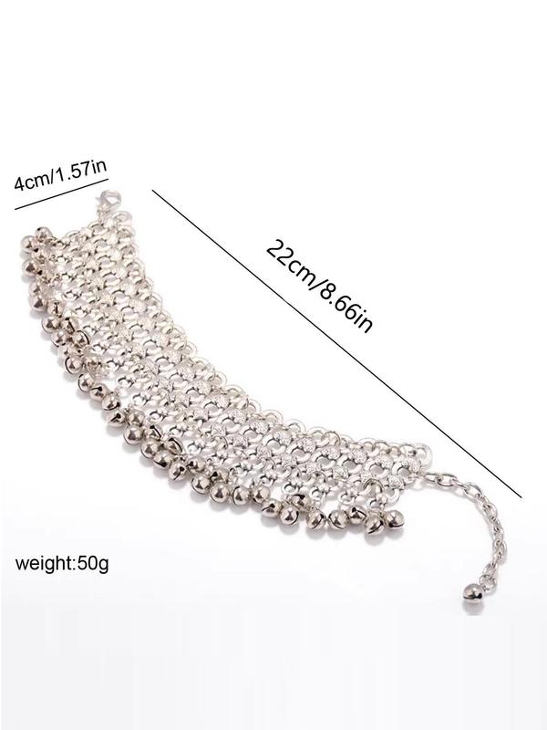 Women's Elegant Chunky Chain Anklet with Bell Shape Pendant, Exquisite Trendy Tiered Layer Design Anklet, Fashionable Jewelry for Women & Girls for Daily & Party Decoration