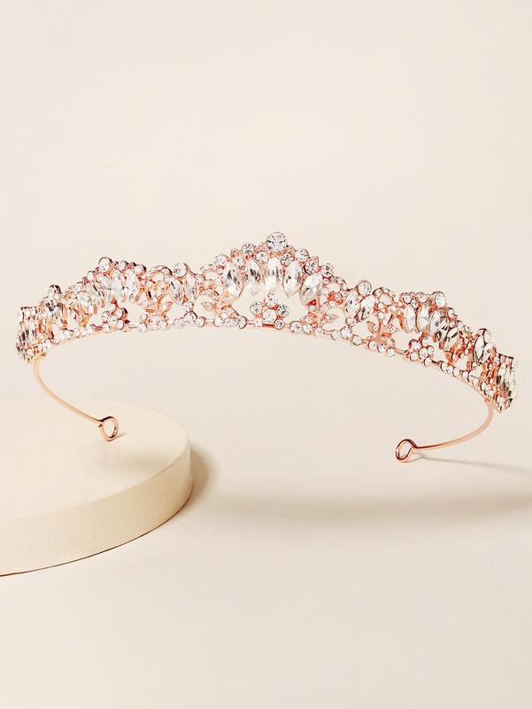 Women's Alloy Rhinestone Decor Crown Bridal Headband, Trendy Elegant Bridal Crown, Stylish Hair Accessories for Wedding Party Hairstyle Ideas