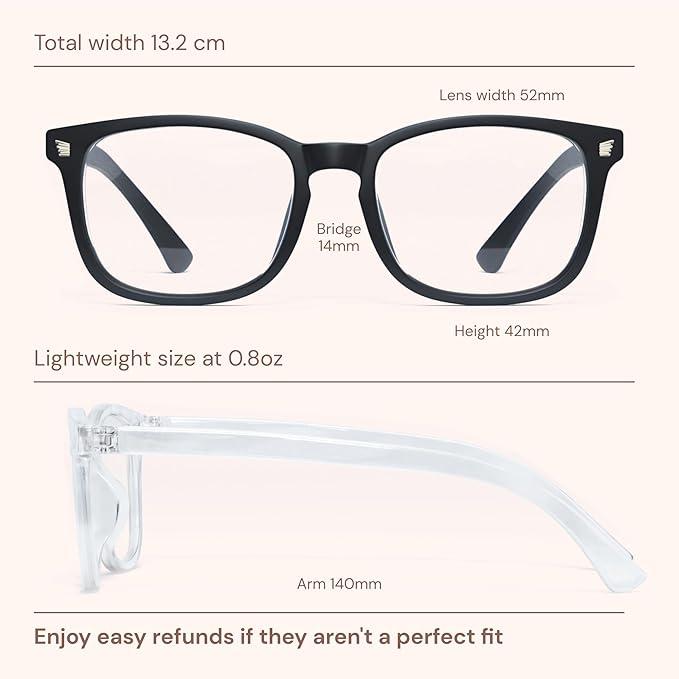 2 Pack Blu-ray Glasses Men Woman -- Lightweight Eyeglasses For Men Women -- Glasses for Computer Gaming, Fashion Lightweight glasses for Office work Daily wear Social Gathering, Eyeglasses, Eyestrain