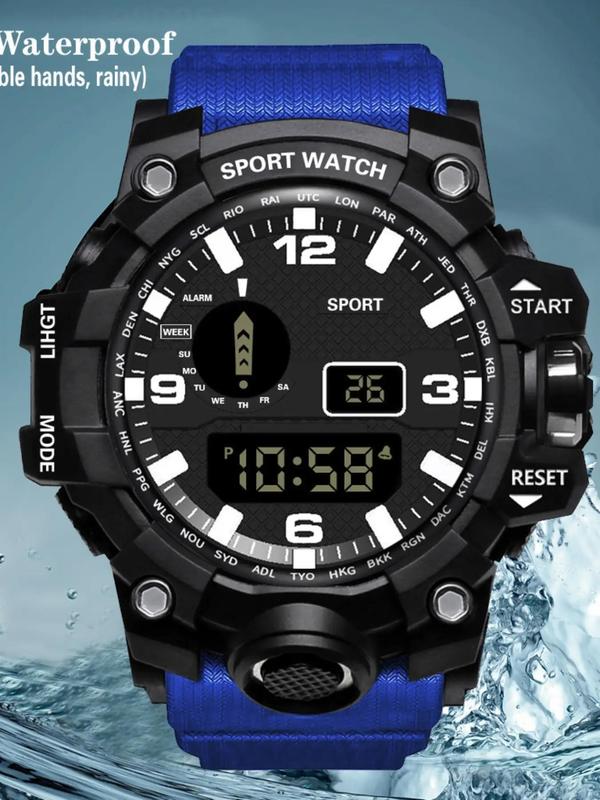 Men's Sporty Digital Watch, Fashionable Digital Watch with Luminous Dial & Alarm Clock Function, Waterproof Outdoor Watch for Men