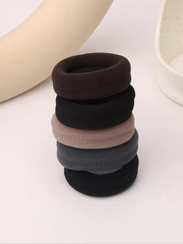 Solid Color High Stretch Hair Ties, Casual Simple Hair Accessories for Women & Girls, Minimalist Headwear Suitable for Thick Hair