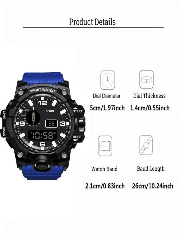 Men's Sporty Digital Watch, Fashionable Digital Watch with Luminous Dial & Alarm Clock Function, Waterproof Outdoor Watch for Men