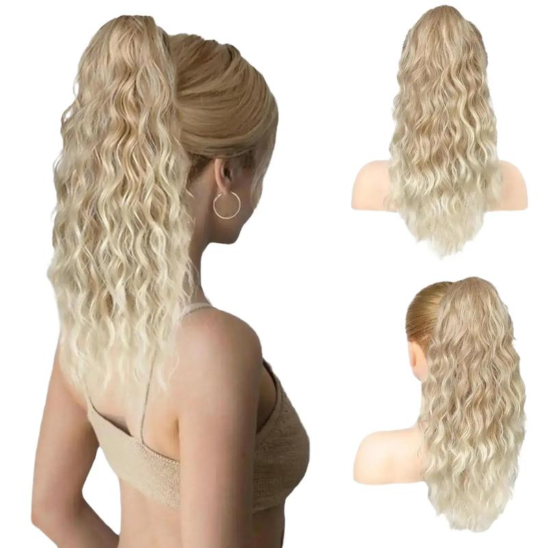 REECHO Ponytail Extension, 18 Inch Claw Clip on Ponytail Extension for Women Long Curly Wavy Ponytail Extensions Multi-Layer Synthetic Clip in Ponytail Hairpiece for Daily