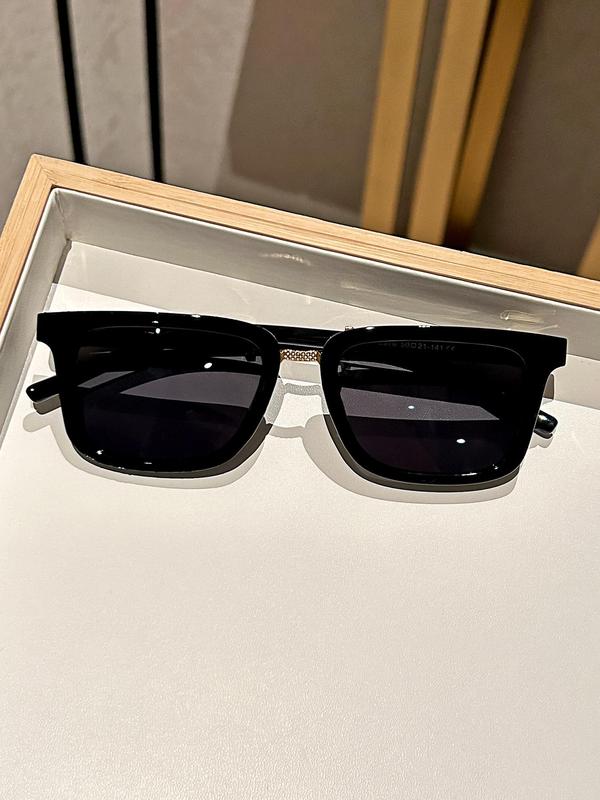 Unisex Vintage Trendy Tortoiseshell Sunglasses, Retro Casual Rectangle Frame Tinted Lens Sunglasses for Everyday Use, Fashion Accessories