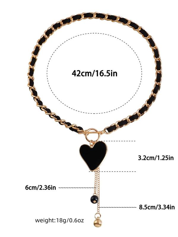 Summer Women's Elegant Heart Design Pendant Necklace, Fashionable Tassel Jewelry for Party, Daily Clothing Decor for Girl, Trendy All-match & Exquisite Jewelry for Birthday Gift