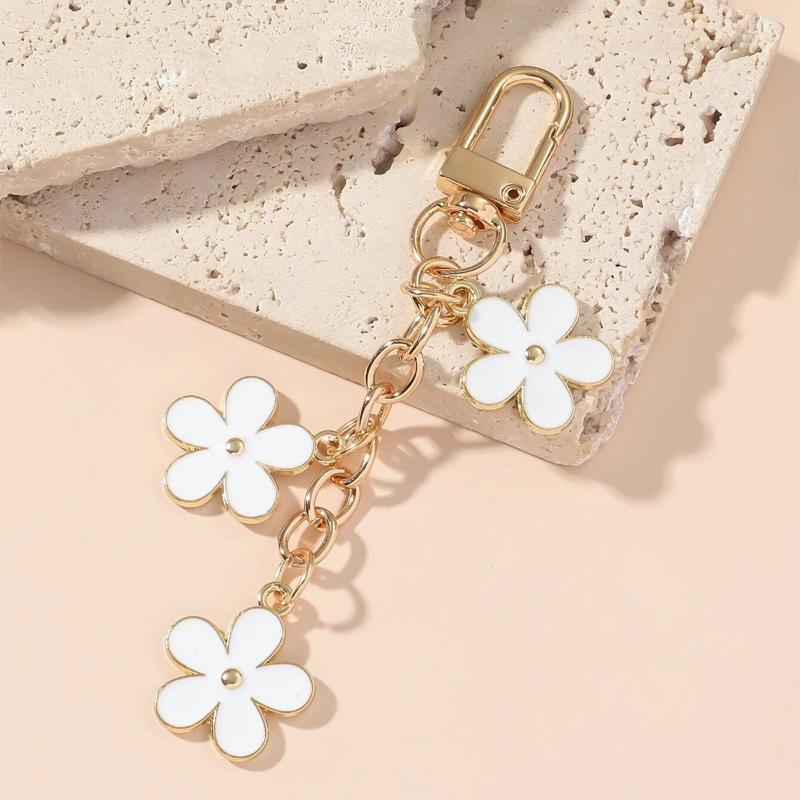 Flower Pendant Keychain, Summer Car Flower Keychain Pendant, Cute Car Decoration for Women and Girls, Car Accessories