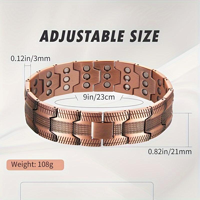 3x Men's Copper Bracelet Triple Super Strong Magnet, 99.99% Pure Copper Magnetic Bracelet with Adjustable Size Tool, Men's Valentine's Day Jewelry Gift