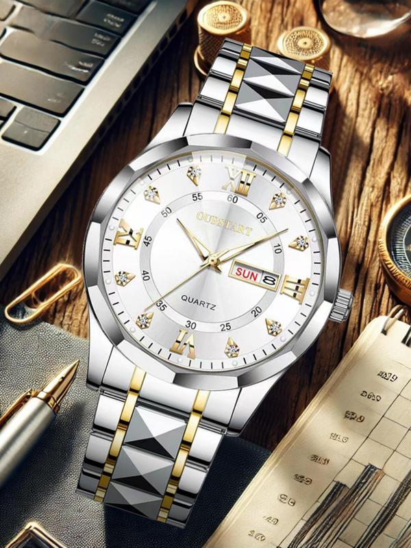 Men's Business Round Dial Analog Quartz Watch As Birthday Gift, Summer Outfits 2024 Watch for Party, Daily Decor, Trendy Watch for Gift