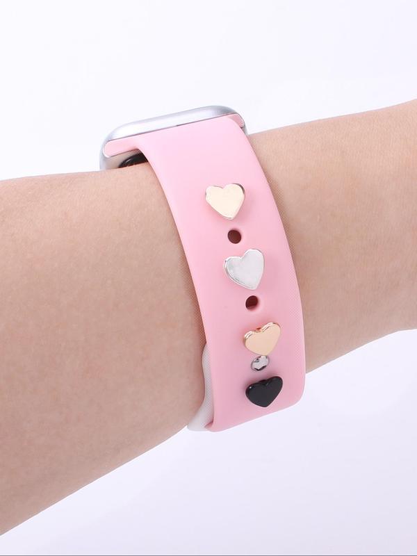 Heart Shaped Charm Watch Band Decorative Nail Buckle, Fashion Watch Accessories for Women & Girls, Trendy All-match & Exquisite Watch Strap Accessories for Birthday Gift