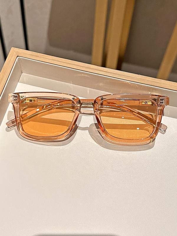 Unisex Vintage Trendy Tortoiseshell Sunglasses, Retro Casual Rectangle Frame Tinted Lens Sunglasses for Everyday Use, Fashion Accessories