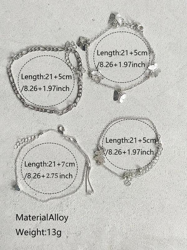 Fashion Butterfly & Heart Decor Anklet, 2024 New Style Jewelry for Party, Daily Clothing Decor, Trendy All-match & Exquisite Jewelry for Birthday Gift