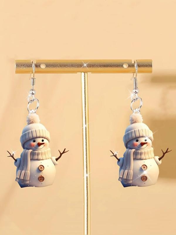 Cute Cartoon Snowman Design Dangle Earrings, Fashionable Acrylic Jewelry for Women, Trendy All-match & Exquisite Jewelry for Birthday Gift