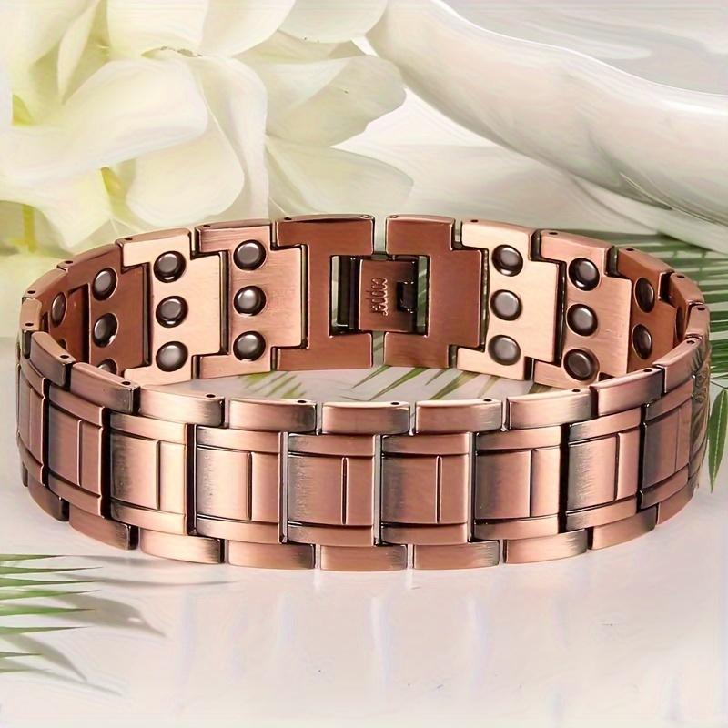 3x Men's Copper Bracelet Triple Super Strong Magnet, 99.99% Pure Copper Magnetic Bracelet with Adjustable Size Tool, Men's Valentine's Day Jewelry Gift