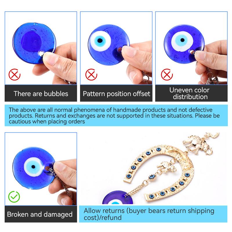 1pc Golden Devil's Eye Plating Golden Elephant Little Elephant Horseshoe Alloy Blue Eye Pendant Car Pendant Lucky Protection Pendant Home Decoration