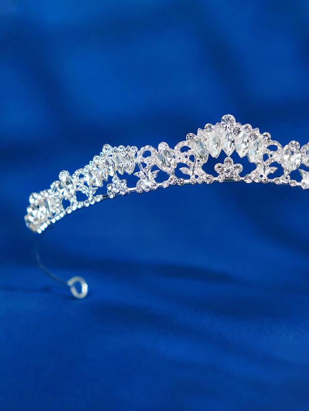 Women's Alloy Rhinestone Decor Crown Bridal Headband, Trendy Elegant Bridal Crown, Stylish Hair Accessories for Wedding Party Hairstyle Ideas