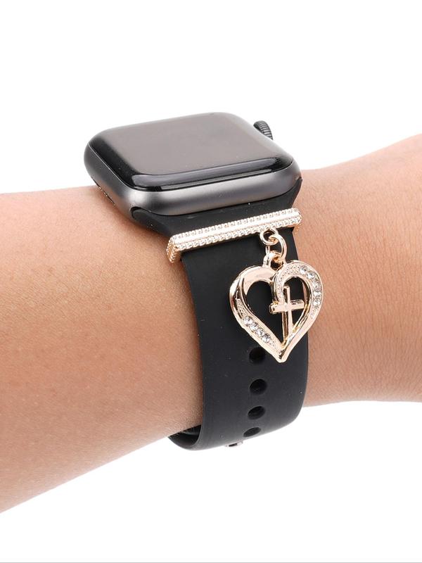 Heart Shaped Watch Band Ornament, Rhinestone Decor Watch Band Charm, Watch Strap Decorative Ring, Watch Accessories for Women & Girls