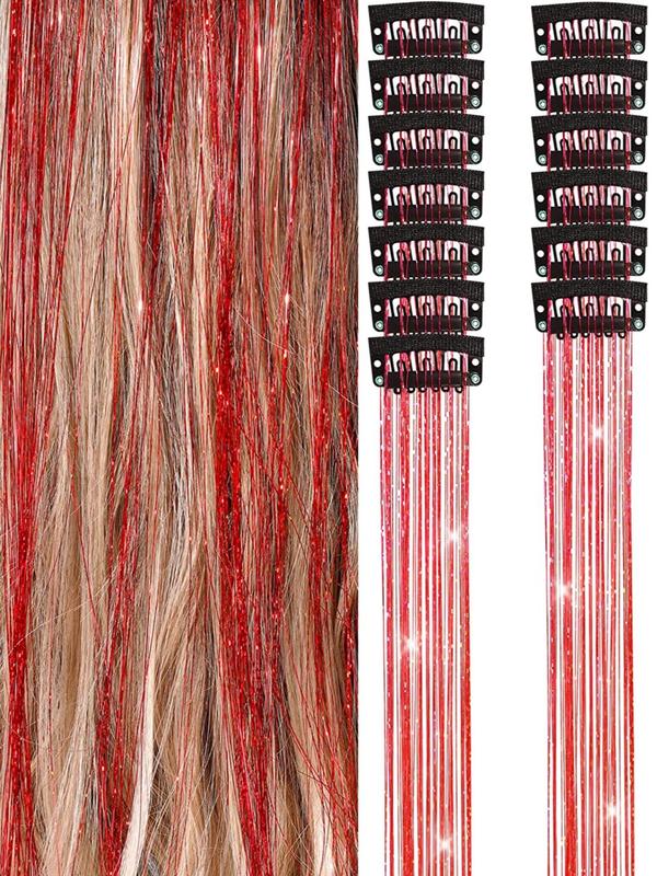 21 Inch Straight Clip-in Hair Extensions (6pcs), Glittering Hair Extensions for Women & Girls, Heat Resistant Hairstyles for Daily Use, Hairstyles Ideas