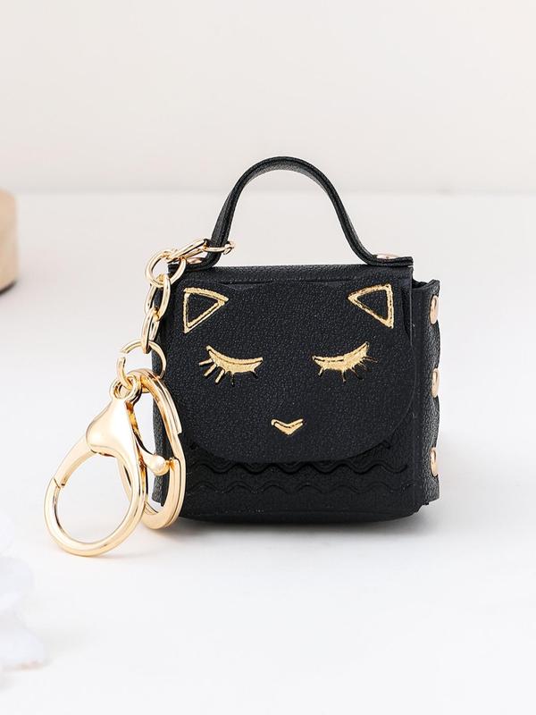 2024 Trendy Cat Coin Purse Design Key Chain for Girl, Fashionable Alloy Keyring for Car Keys for Women & Men, Retro Cute Accessories, Bag Charm Decoration