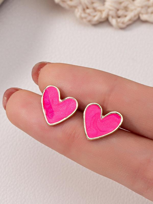 Cute Heart Design Stud Earrings, Fashionable Jewelry for Women, Fashion Jewelry for Party, Daily Clothing Decor, Trendy All-match & Exquisite Jewelry for Birthday Gift