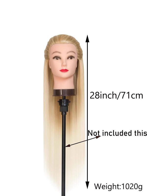 28 Inch Long Synthetic Hair Wig, Hairdressing Head with 10 Combs, Free Clamp and Dity Set, Professional Hair Styling Head for Braiding