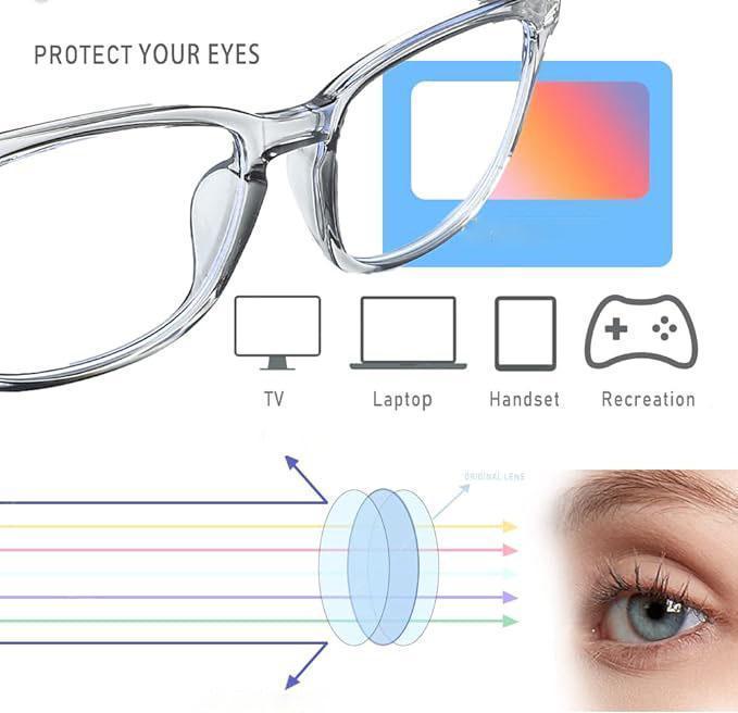 Computer Gaming Glasses ，2024 Fashion Square Glasses，Gaming Glasses,TV Glasses,Lightweight Frame Eyewear,Men Women，Clear Gaming Glasses