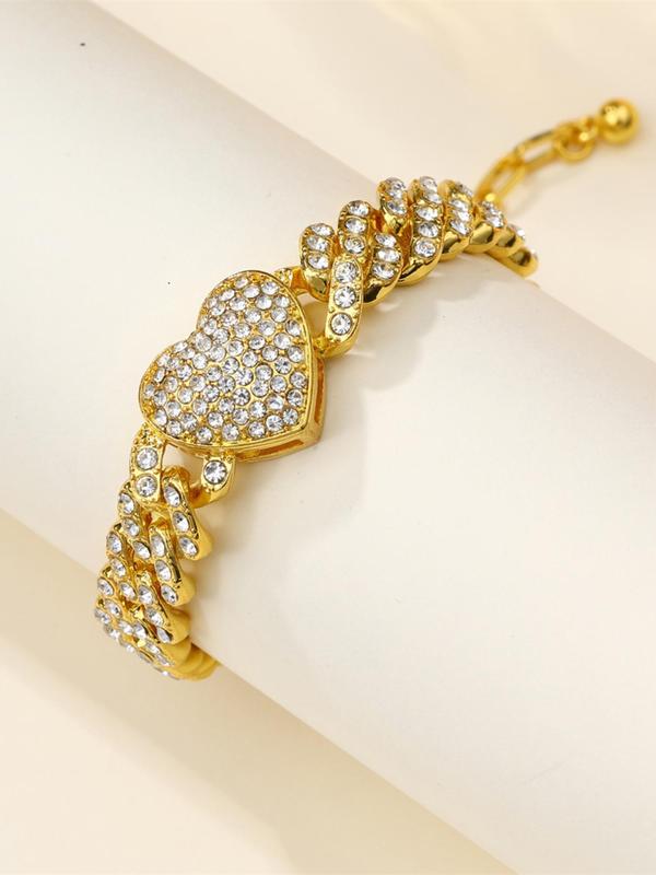 Women's Elegant Trendy Rhinestones Heart Decorated Anklet, Exquisite Fashionable Anklet, Fashion Accessories for Daily & Party Decoration