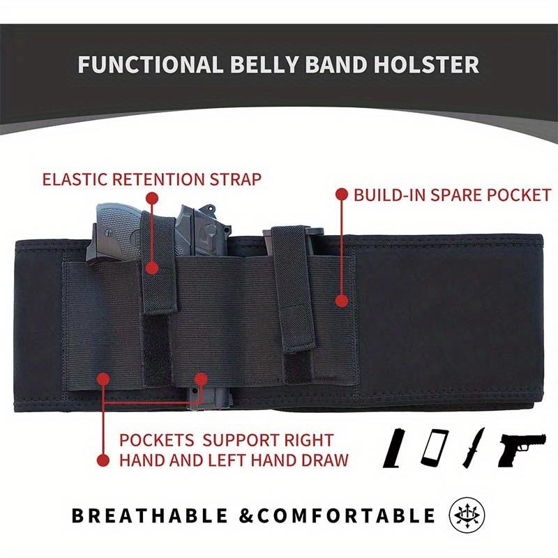 Universal Concealed Abdominal Belt Holster - Compatible with G-series, Luger, M&P Shield, Sig Sauer, Beretta, 1911, and More, Left and Right Hand, with Magazine Bag for Women and Men