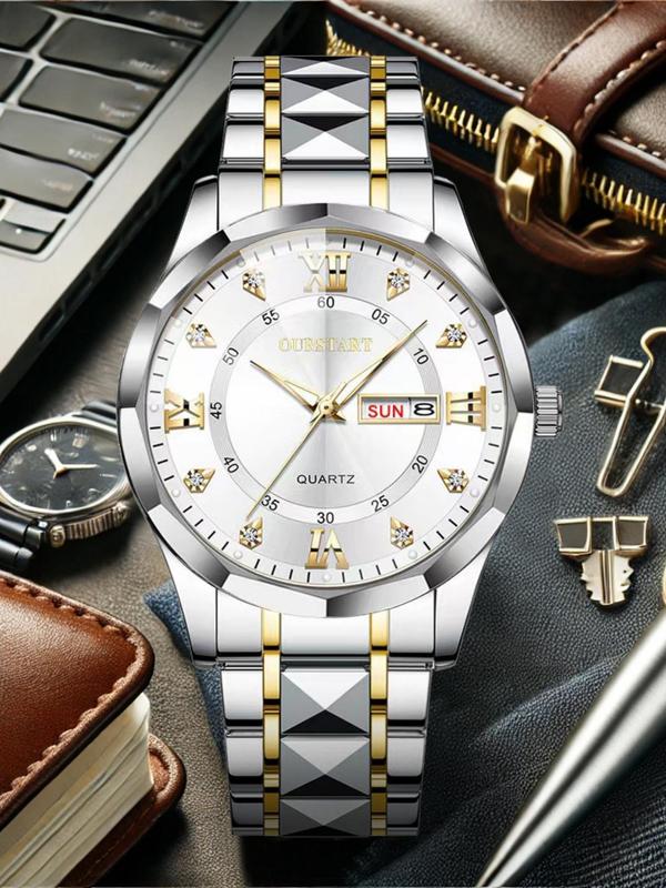 Men's Business Round Dial Analog Quartz Watch As Birthday Gift, Summer Outfits 2024 Watch for Party, Daily Decor, Trendy Watch for Gift